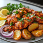 Serving the Chicken with Garnishes for Roasted