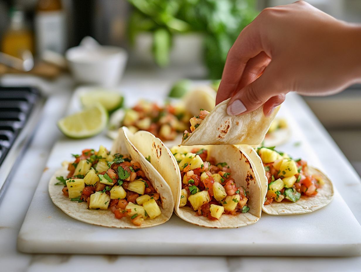 shrimp tacos is ready to serve