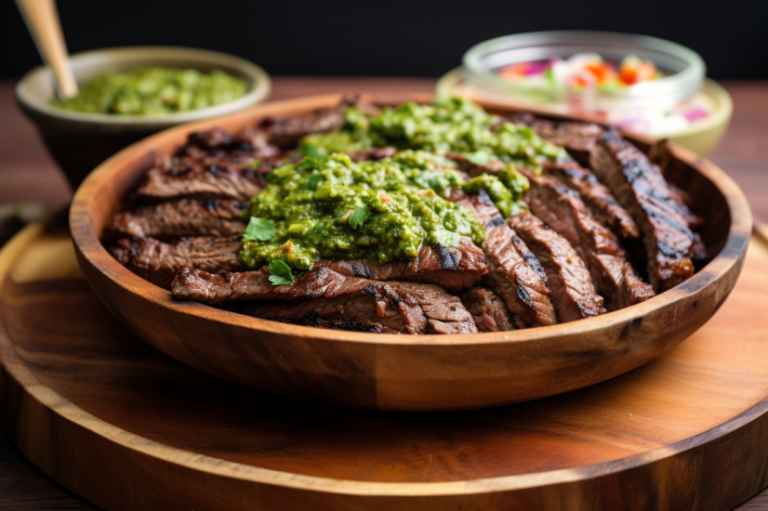 Grilled Skirt Steak with Tomatillo Avocado Salsa