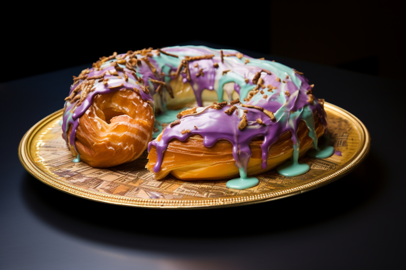 New Orleans with Mardi Gras King Cake Featuring Praline Glaze and Cream Cheese