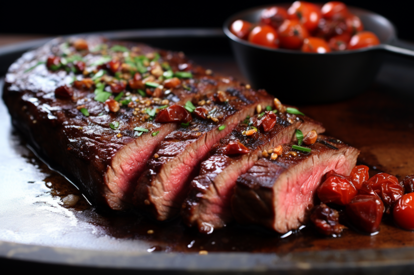 Wagyu Steak with Tomato Bacon Balsamic Relish
