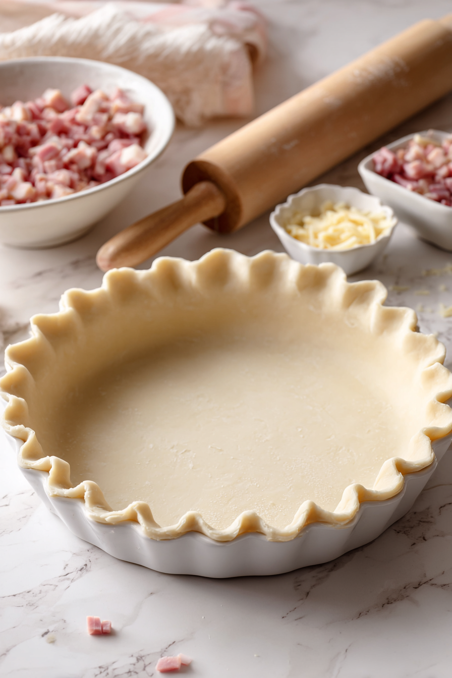 Roll out the pie crust and place it in a pie dish