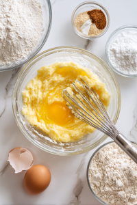 Beat banana and egg in a larger bowl, then add milk and dry ingredients.