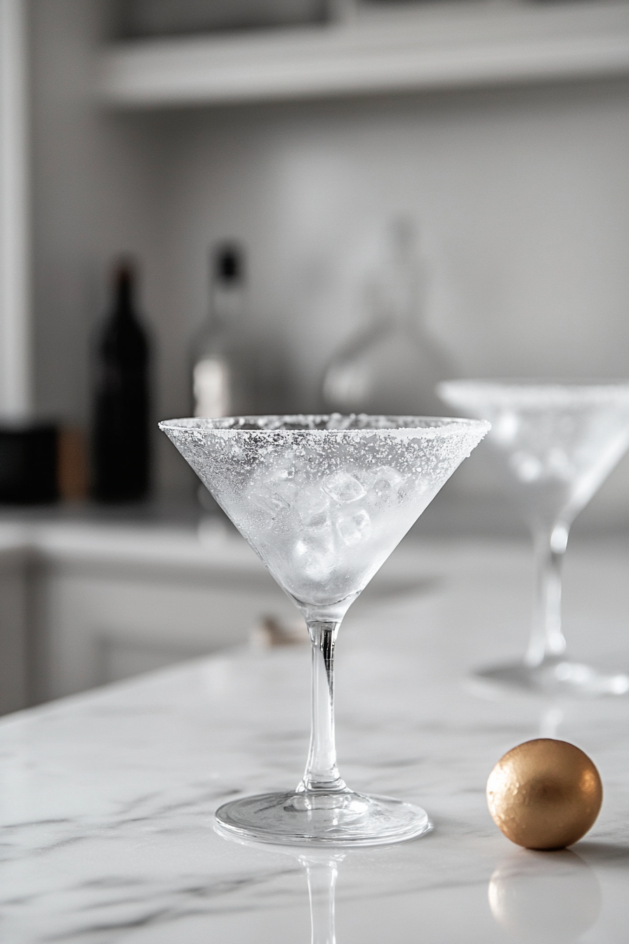 Remove martini glass from the freezer.