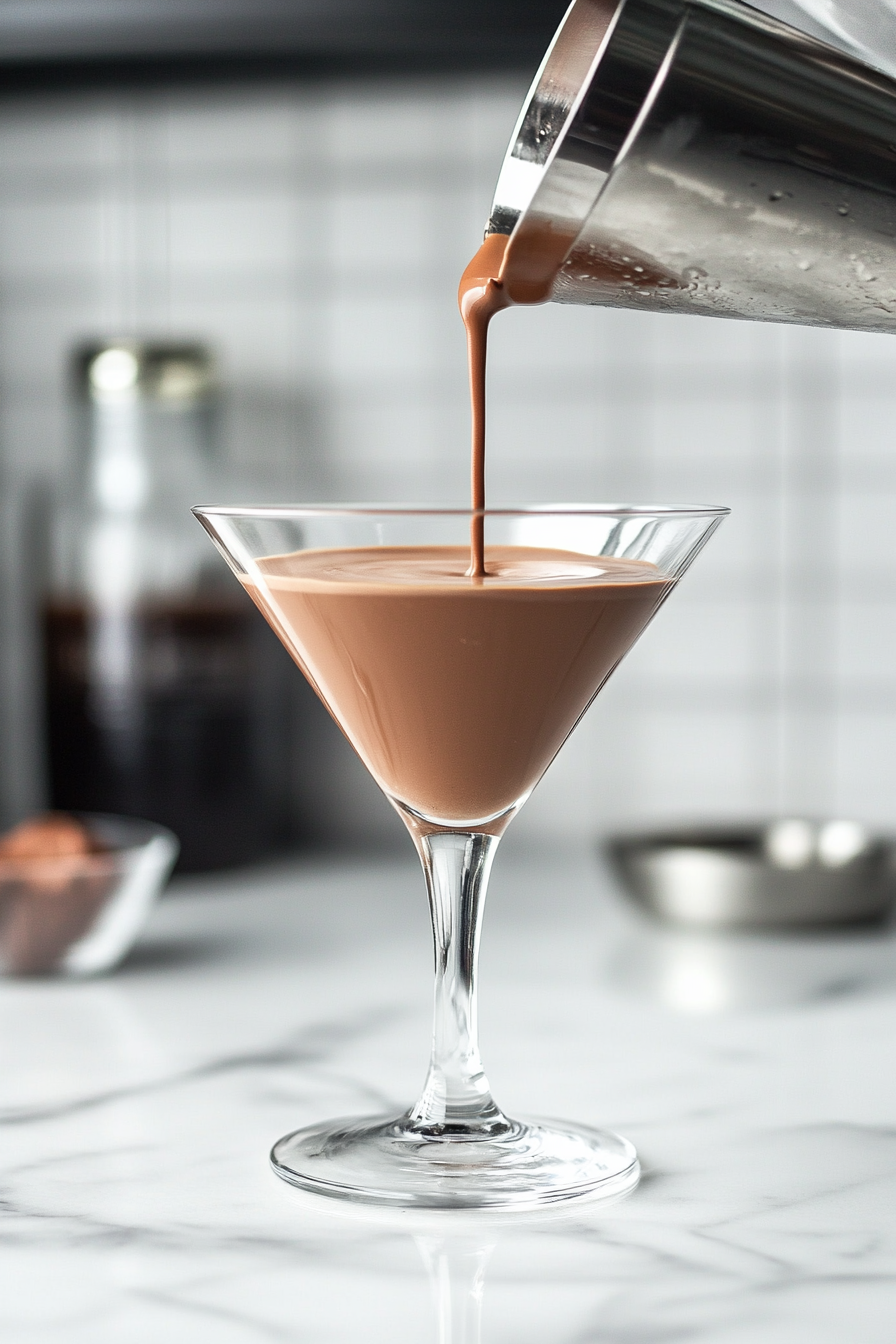 Strain the drink into the prepared glass