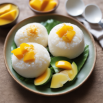 The image shows Mango Sticky Rice served in a plate