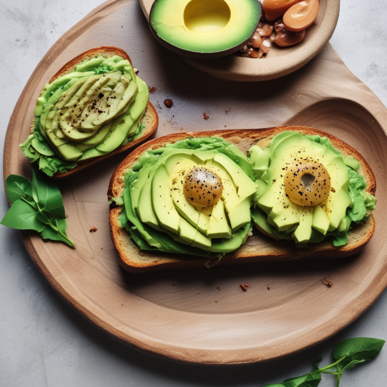 The image shows avocado toasts ready to serve