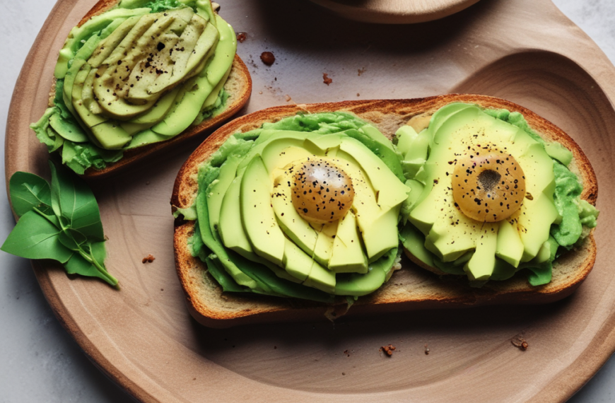 The image shows avocado toasts ready to serve