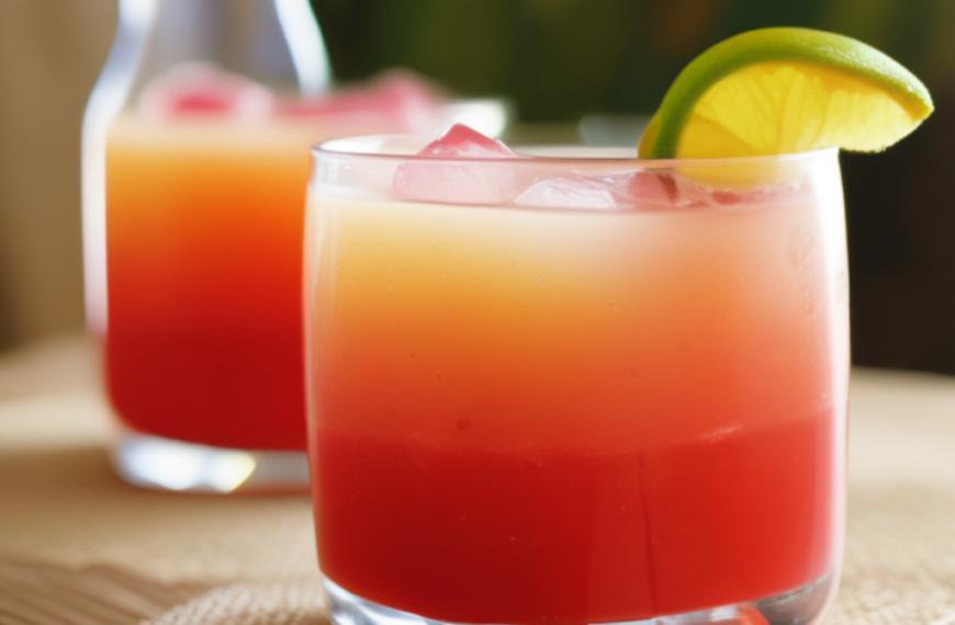 This image shows rum punch served in a glass