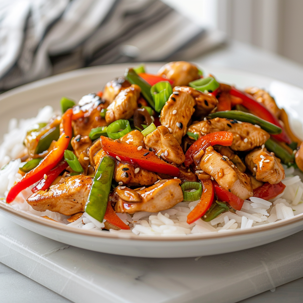 Chicken Stir Fry:Capture_the_Chicken_Stir_Fry_Recipe_on_a_clean_whi