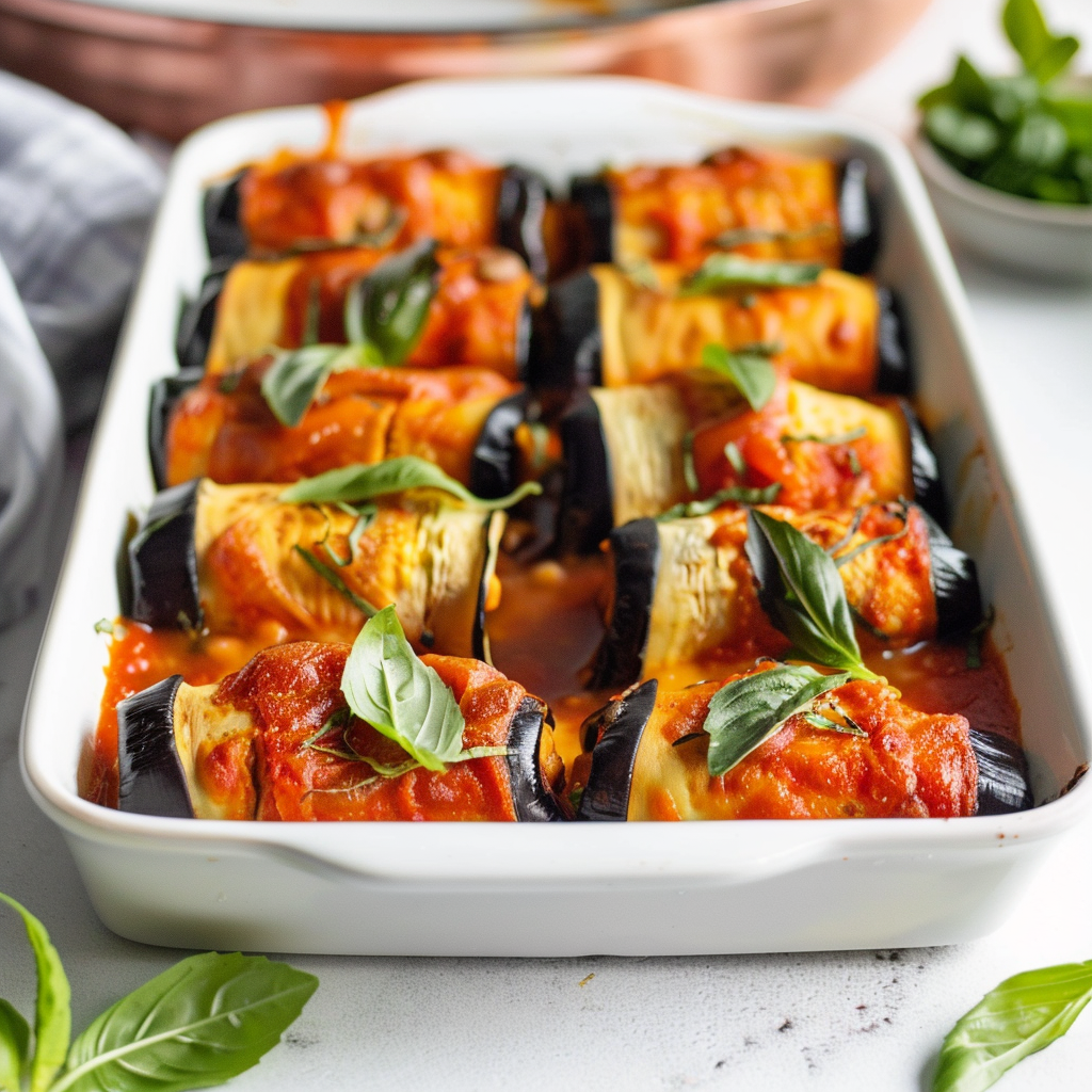 Eggplant Rollatini Recipe Baked And Cheesy