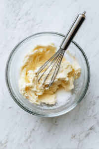 In a stand mixer, beat butter, sugar, salt, and vanilla until fluffy.