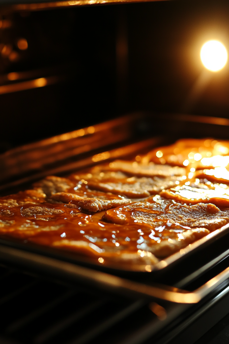 Place the baking sheet in the preheated oven