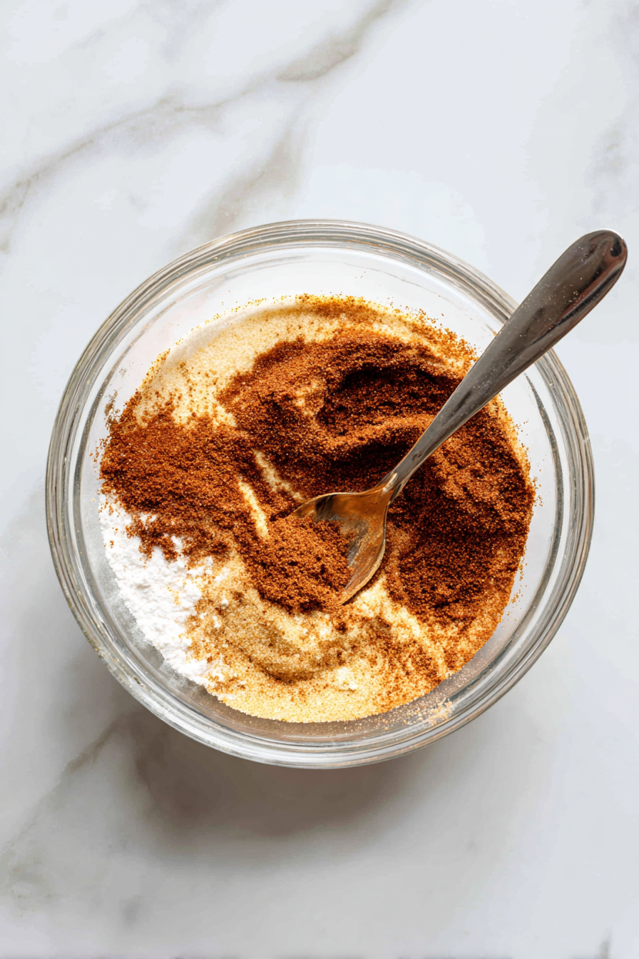 Mix brown sugar, cinnamon, flour, and melted butter for filling.