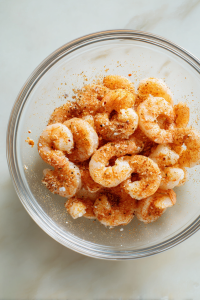 Combine shrimp, flour, paprika, salt, and pepper in a large bowl, tossing until coated.
