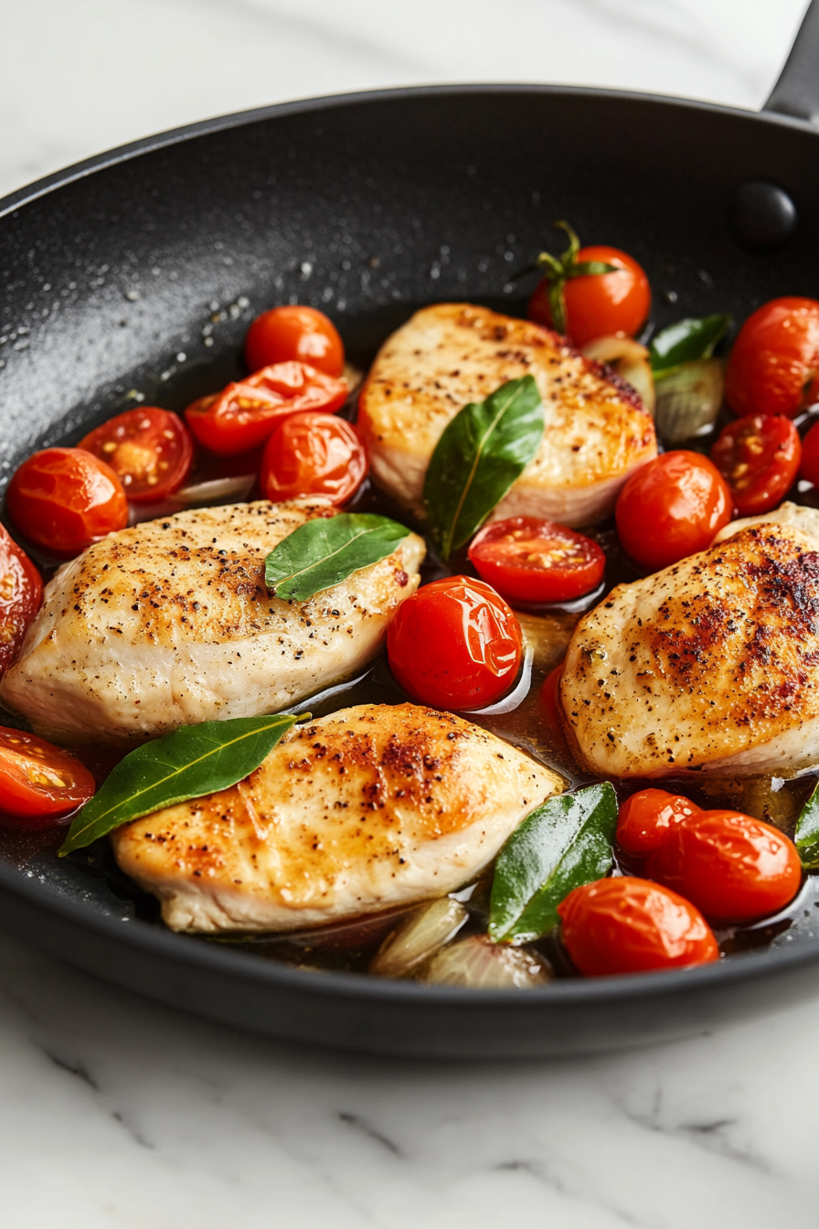 Adding Tomatoes, Bay Leaf, and Chicken