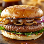 Bratwurst Burger Beer Braised Onions & Kraut