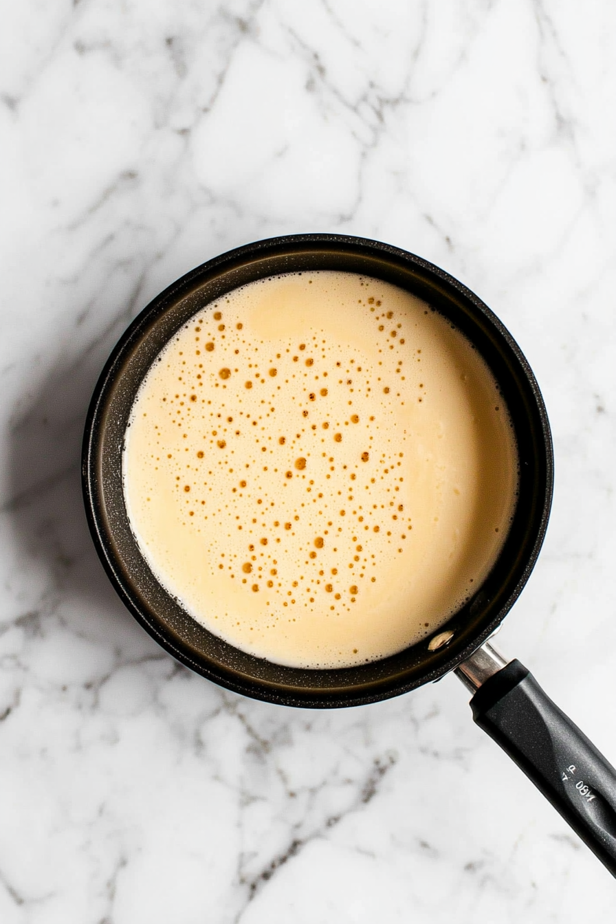 Cook and stir until mixture reaches 170°F or coats the back of a spoon.