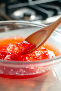 Folding Sliced Strawberries into Gelatin Mixture