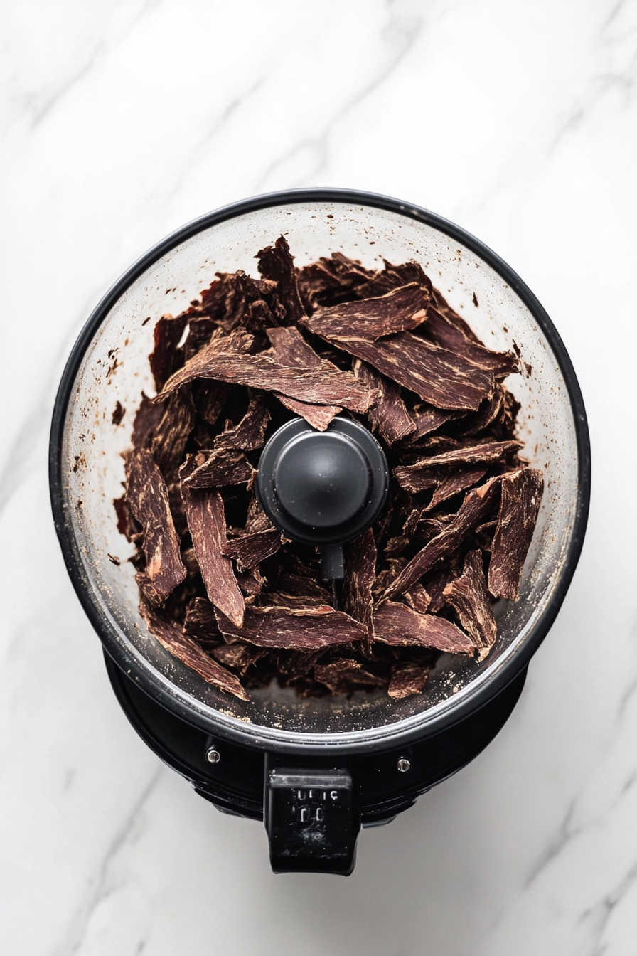 Once the beef is dried, grind it into a powder using a food processor or mortar and pestle.