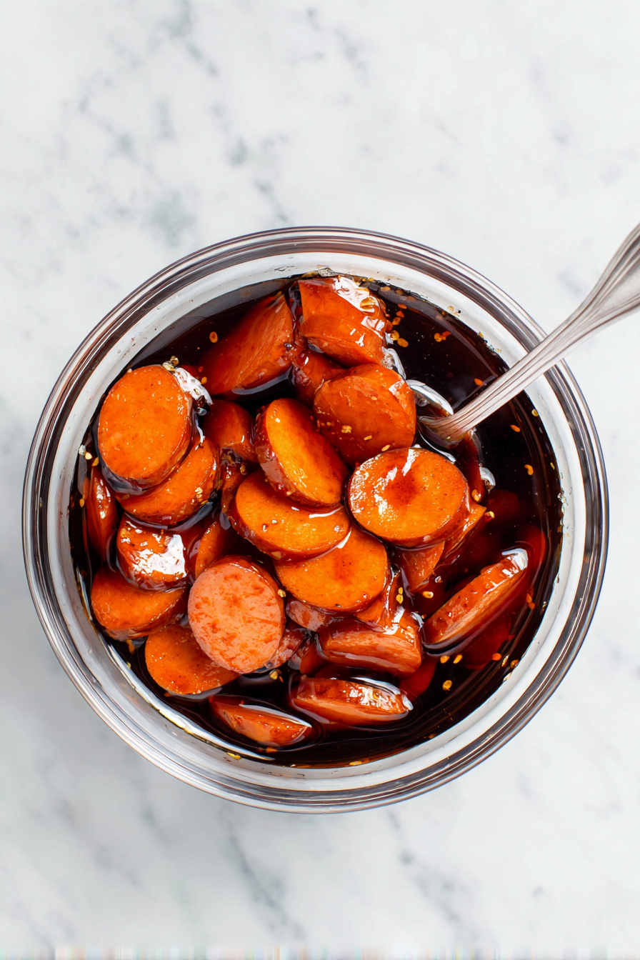 Marinate the Spam slices in the sauce for about 15-30 minutes.