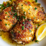 A beautifully plated Garlic Parmesan Chicken garnished with fresh herbs and Parmesan cheese, showcasing the deliciously crispy and savory dish.