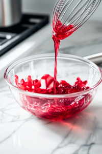 Pouring Strawberry Gelatin Powder into Mixing Bowl