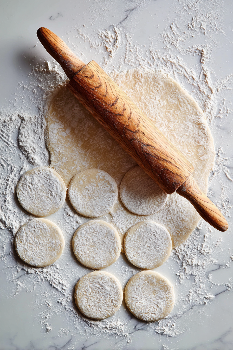 Roll out your pizza dough on a lightly floured surface into individual circles, about 8-10 inches (20-25 cm) in diameter.