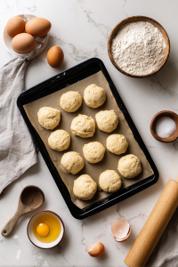 Scoop the Dough: Using a large cookie scoop, portion out 10 equally sized cookie dough balls onto the prepared baking sheet.