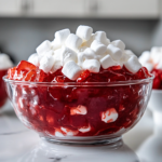 Serving Strawberry Jello Salad into Bowls