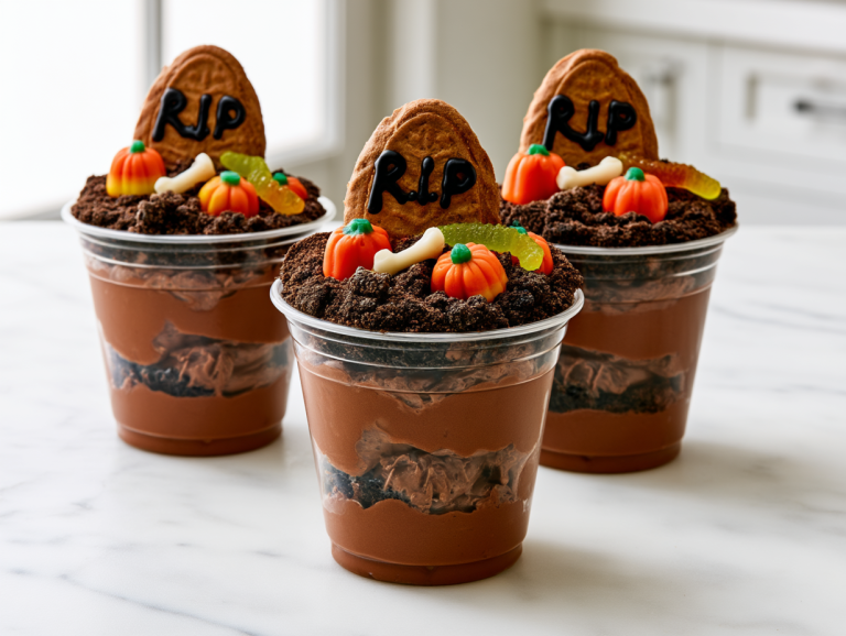 Halloween Graveyard Pudding Cups Recipe