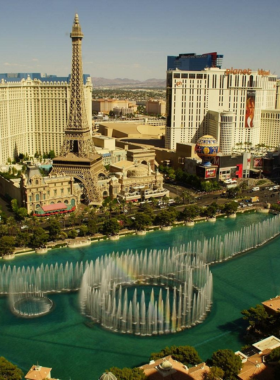 bellagio-fountains-show.jpg The Bellagio Fountains in Las Vegas performing a synchronized water show, with jets of water reaching high into the air against the backdrop of the iconic Bellagio hotel.