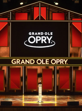 Stage view of the Grand Ole Opry House in Nashville, famous for country music performances.