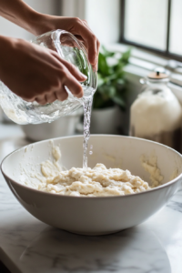 Adding Water and Binding Nut Roast Mixture Together