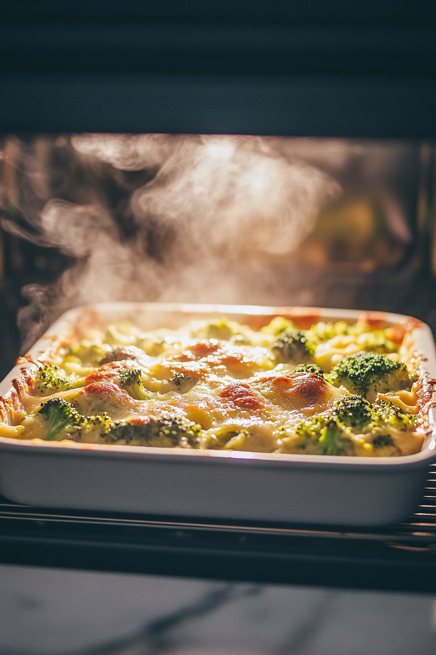 Bake for 30–35 minutes or until golden and bubbly.