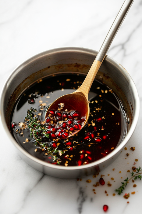 combine pomegranate juice, brown sugar,