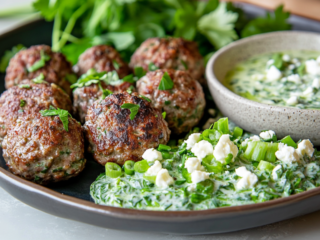 Spicy Lamb Meatballs With Green Goddess Dip Recipe