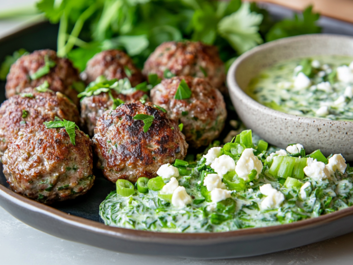 Spicy Lamb Meatballs With Green Goddess Dip Recipe