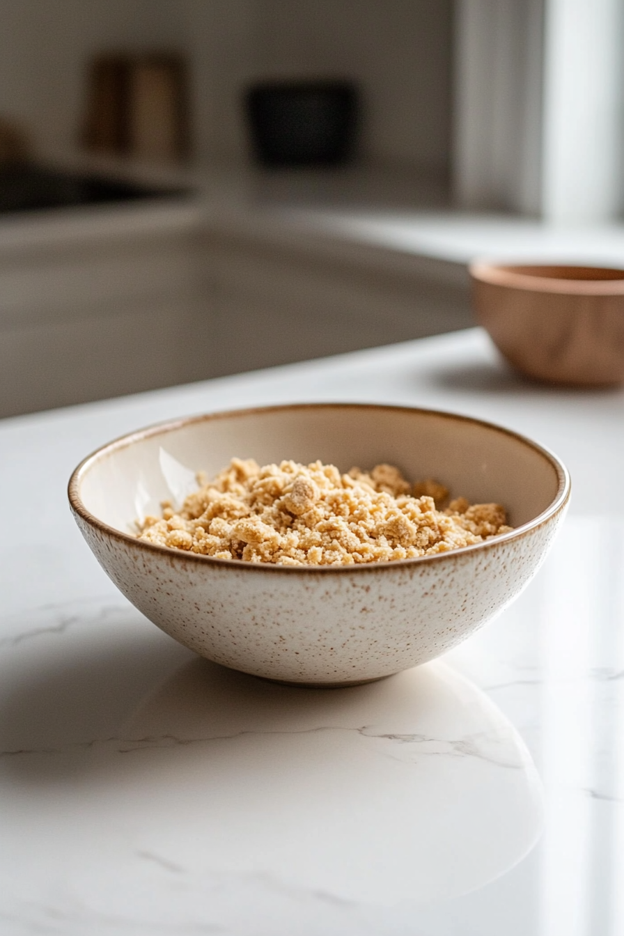 Toss crushed crackers with melted butter.