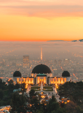 &ldquo;Griffith Observatory overlooking the night skyline of Los Angeles, with stars visible in the clear sky above the city.&rdquo;

