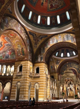7. Cathedral Basilica of Saint Louis Interior Image "This image shows the stunning mosaic ceiling of Cathedral Basilica, displaying intricate and colorful artwork depicting religious themes. The detailed artistry of the mosaics reflects the grandeur and beauty of this historic place of worship."