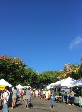 Honolulu Farmers Market Fresh Produce This image shows a vibrant scene at the Honolulu Farmers Market, where locals and visitors shop for fresh produce, tropical fruits, and handmade goods. Colorful fruits and vegetables highlight the island’s agricultural abundance.