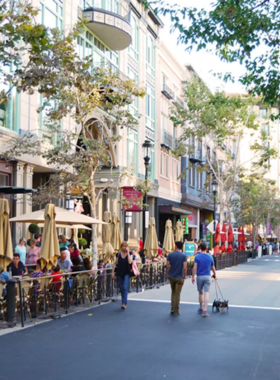 santana-row-shopping-dining "This image shows Santana Row, a vibrant shopping district in San Jose, filled with luxurious boutiques, upscale restaurants, and beautiful European-inspired architecture, offering a relaxing shopping and dining experience."