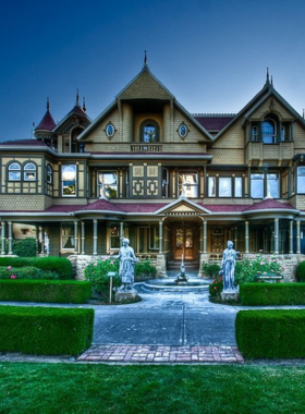 winchester-mystery-house-haunted-maze "This image shows the mysterious Winchester Mystery House in San Jose, featuring its famous maze-like architecture with endless hallways and stairs leading to nowhere, sparking curiosity and ghostly tales."