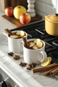 hot spiced cider bourbon pouring into mugs