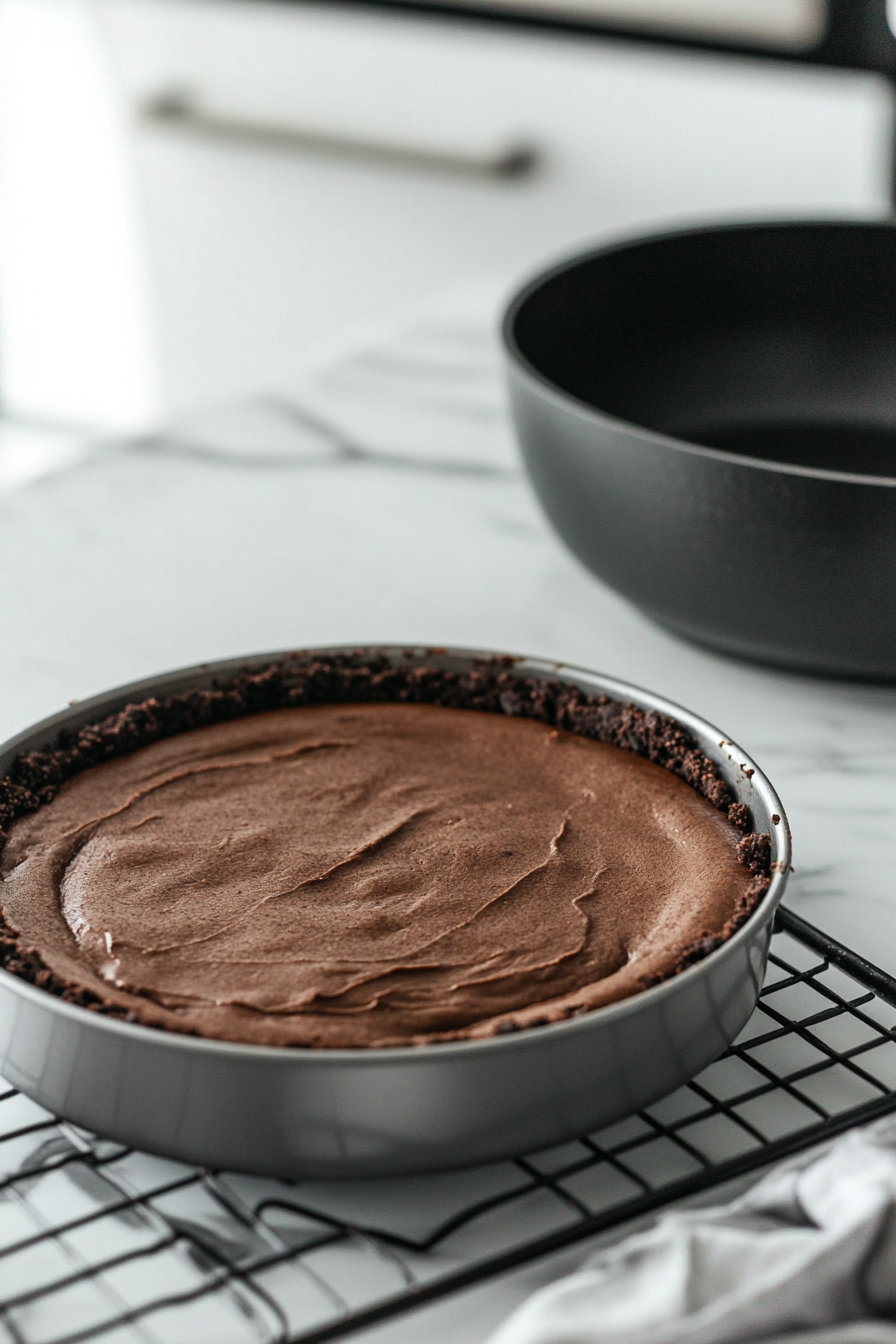 Baking the Crust for Oreo Crust Cheesecake