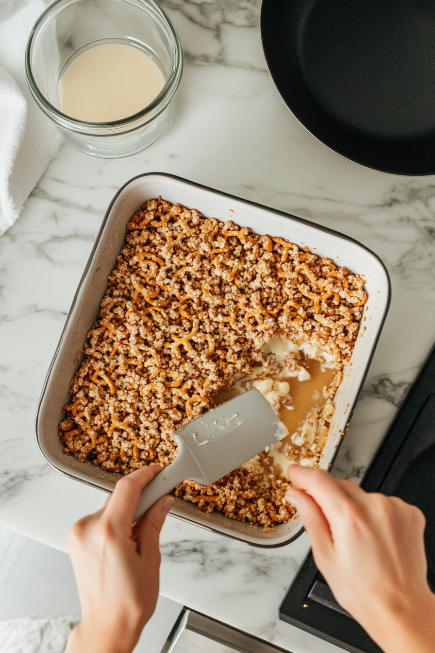 Mixing Pretzels with Brown Sugar and Butter