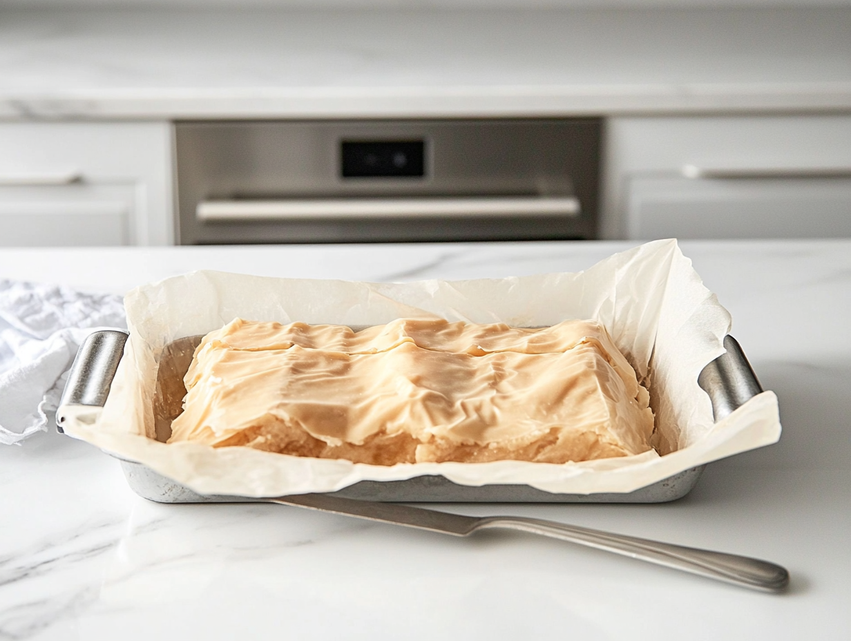 Wrapping and freezing layered ice cream dessert before serving for a chilled treat