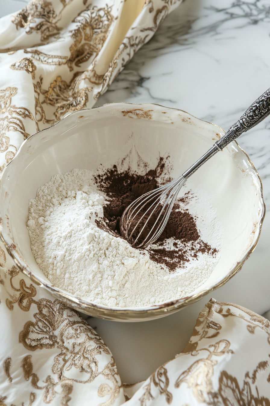 sifting-flour-cocoa-powder-and-dry-ingredients-for-chocolate-cookie-recipe