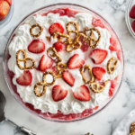 strawberry pretzel cake is ready